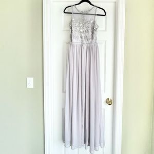 Altar’d State gray embroidered Vusen gown
